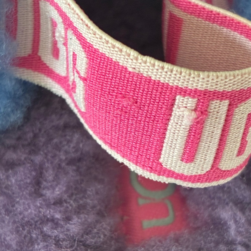 UGG Toddler Size 6 Fluff Yeah Slide Kids Multi-Color Striped Sheepskin Slippers - Picture 5 of 10